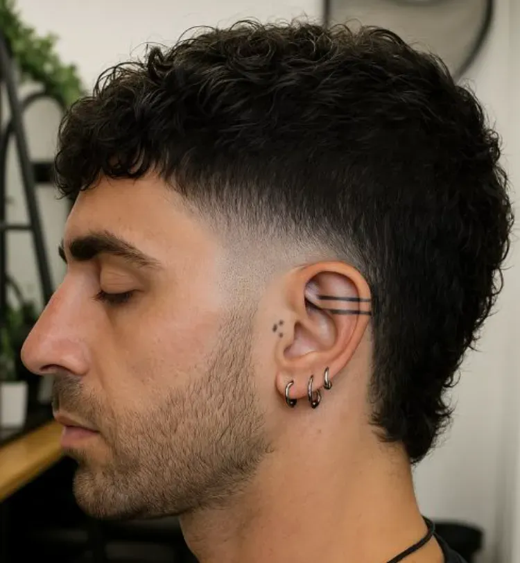 Mullet bertekstur dengan fade di samping