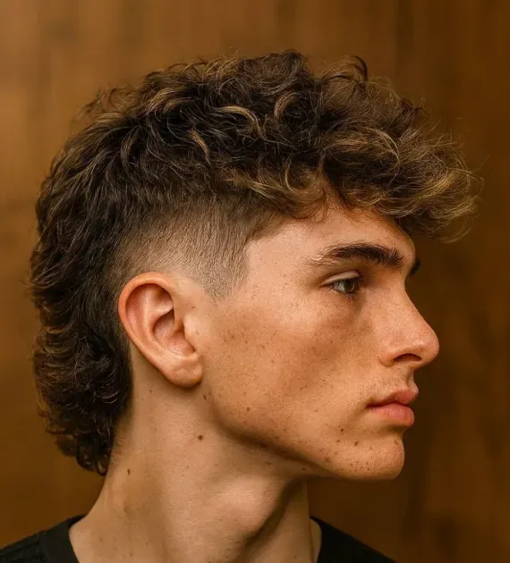 Mullet klasik dengan volume natural