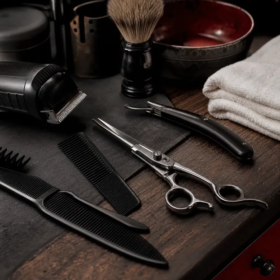 Detail kursi dan alat barber